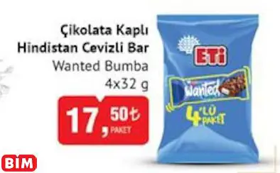 WANTED BUMBA  ÇİKOLATA KAPLI  HİNDİSTAN CEVİZLİ BAR
